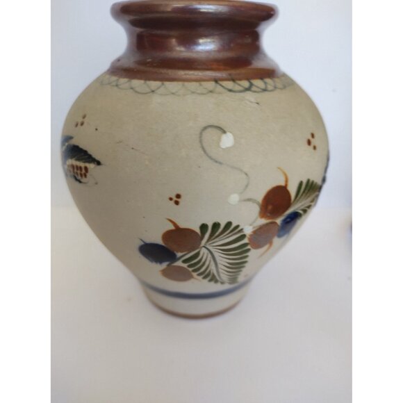 Mexican Folk Art Vase Tonala Pottery marked Tonala J Santana 6" Tall - Picture 5 of 8